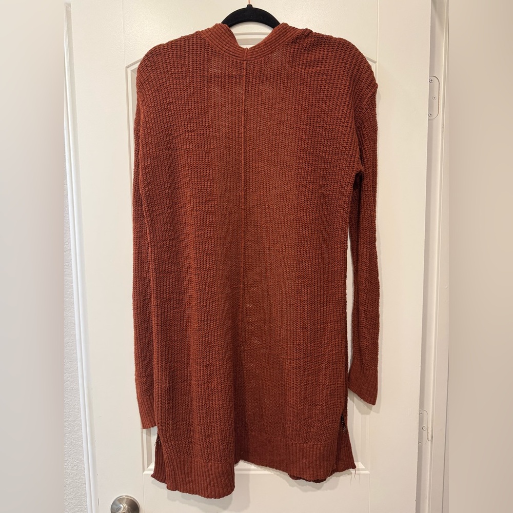 Women's Brown/Rust Open Front Cardigan Sweater - Picture 4 of 4